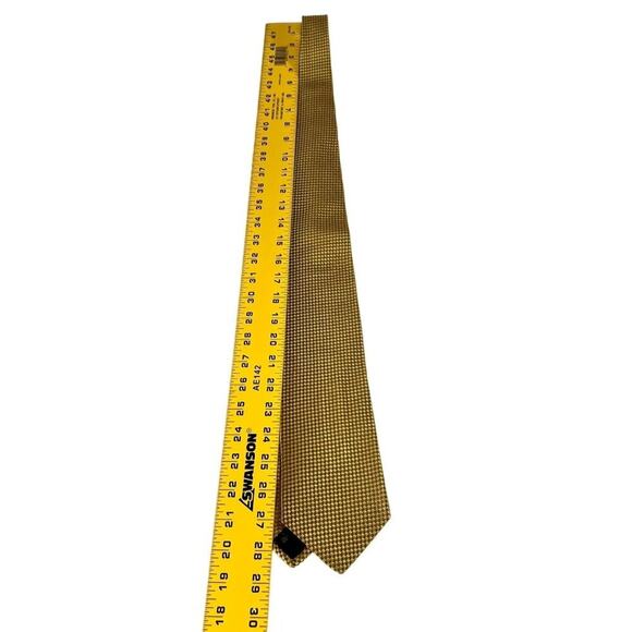 Ermenegildo Zegna Gold Tie - 100% Silk - Classic Textured Made In Italy - Picture 2 of 12